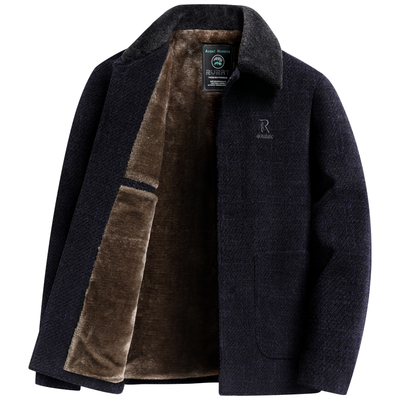 啄木鸟中年男士外套夹克衫加绒加厚款秋冬季中老年人棉衣服爸爸装