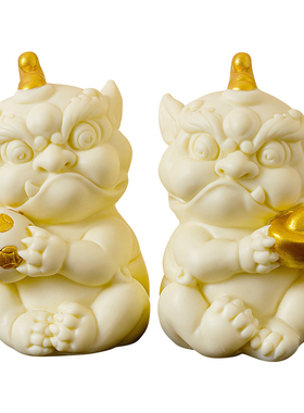 新中式陶瓷招财玄关貔貅摆件一对