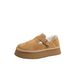 真皮~骄屿厚底勃肯鞋2025新款秋冬全包增高加绒保暖雪地靴博肯鞋