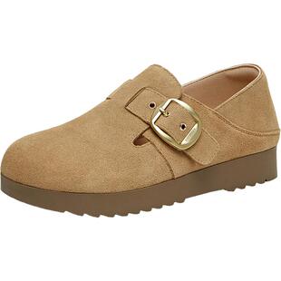 天美意复古两穿厚底勃肯鞋全包女鞋子一脚蹬休闲单鞋2026春季新款