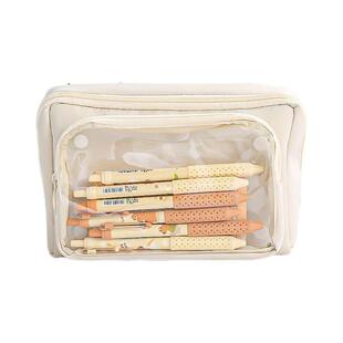 新款可站立笔袋折叠可拆卸大容量透明男孩款文具盒初中生高中铅笔盒男女生学生文具袋女孩款高颜值铅笔袋双层