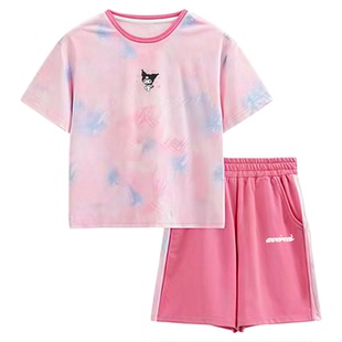 女童速干衣短袖套装2026夏季薄款儿童户外冰丝网眼运动跑步两件套