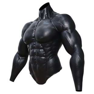 Smitizen肌肉衣黑色硅胶麒麟臂腹肌衣胸肌束身紧绷cos扮演道具