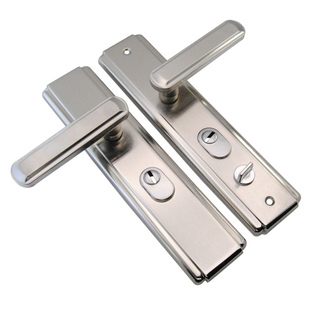 防盗门把手家用防翘左右可调拉手多功能通用门锁加厚面板不锈钢