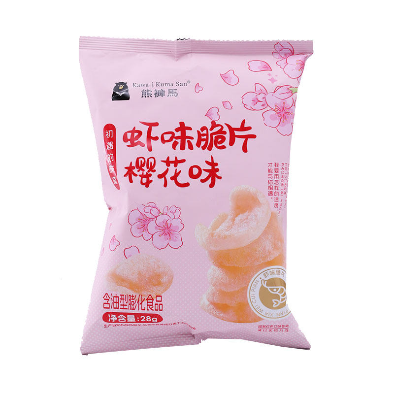 熊裤马虾片樱花味白桃虾片28g虾片/虾条