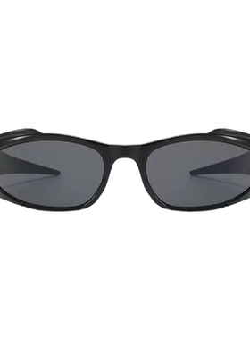 欧美Y2K先锋弧形窄框凹造型墨镜