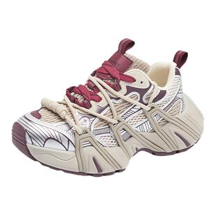 达芙妮巴黎老爹鞋女款增高厚底休闲鞋安格拉红2026新款春秋女鞋子