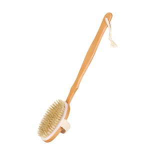 康浦木质洗澡刷猪鬃毛刷美体搓背长柄身体刷干刷背软毛搓澡沐浴刷