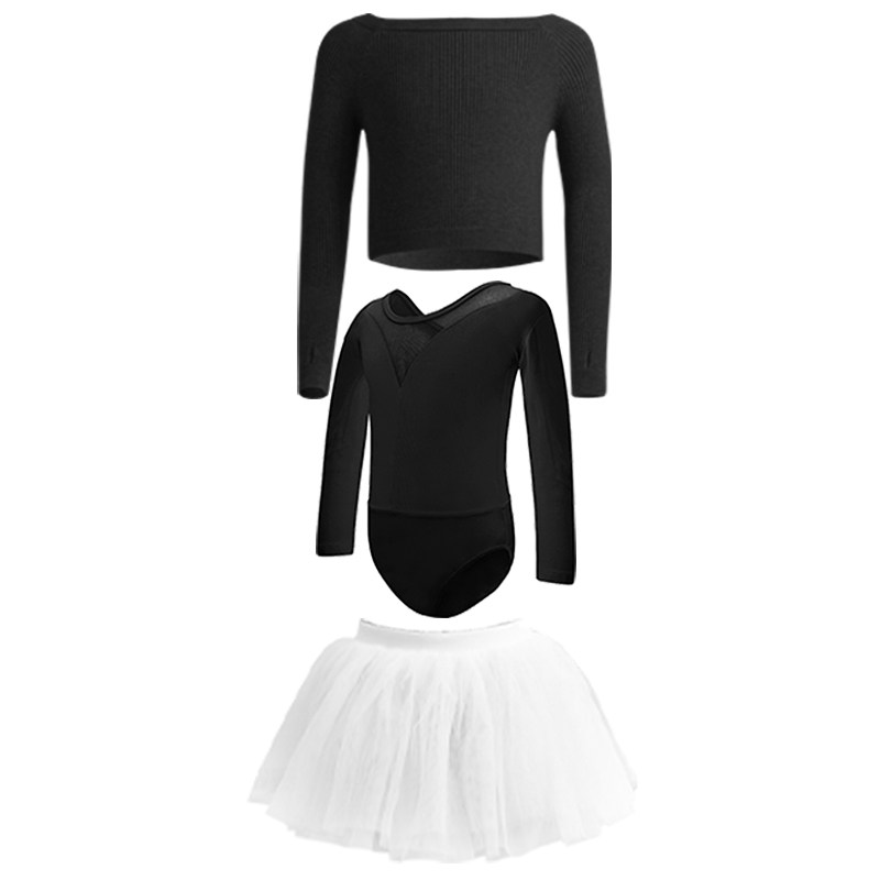 儿童舞蹈服黑色秋冬芭蕾舞形体练功服拉丁舞服女童长袖中国舞服装