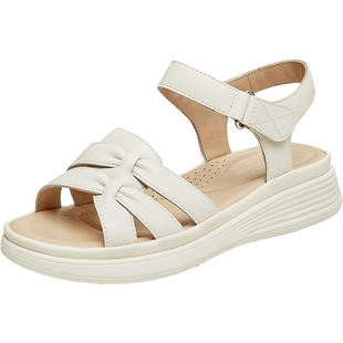 Tata他她法式厚底凉鞋女款气质羊皮一字带凉鞋2024夏新款YEX01BL4