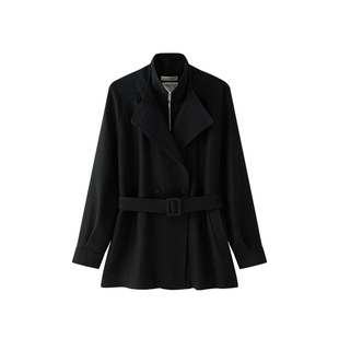 TEASEL「时髦录客」羊毛亚麻混纺老钱风立领宽松轻猎装夹克外套