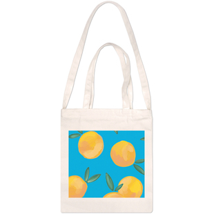 ins桔子插画帆布袋 日系文艺夏日小清新女学生单肩拉链百搭斜挎包