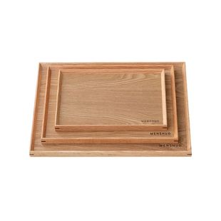 WENSHUO 木托盘日式茶具咖啡餐具托盘一人食下午茶收纳托盘实木