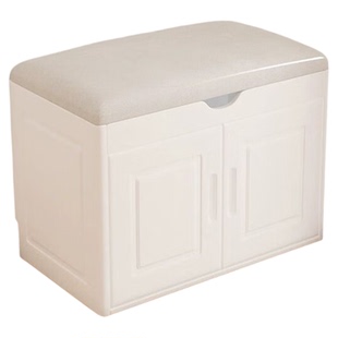 中伟全实木鞋柜换鞋凳一体耐用家用门口客厅穿鞋凳白色