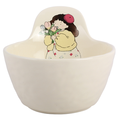 蓝莲花陶瓷情侣手捏纹碗