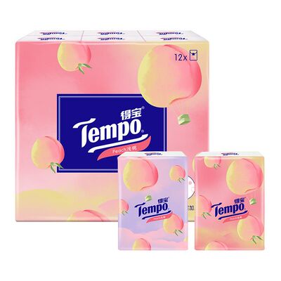 Tempo得宝桃桃香味手帕纸4层12包