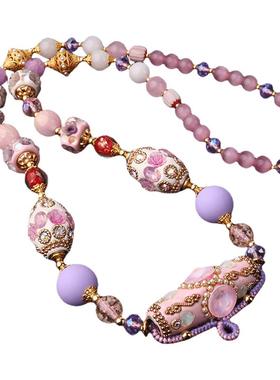 泰伽尼泊尔珠彩色重手工佛牌链女