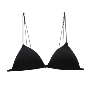 六只兔子前扣内衣女性感深V大胸显小美背法式三角杯无钢圈文胸罩