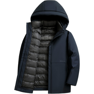 雪中飞中老年男士羽绒服爸爸装冬季外套内胆可脱卸活里活面鹅绒服