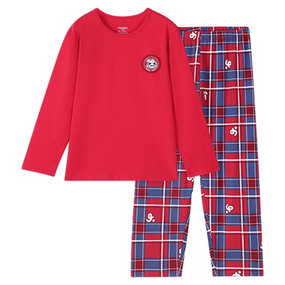 久岁伴女童红色睡衣男童本命年12岁套装纯棉青少年家居服2026马年