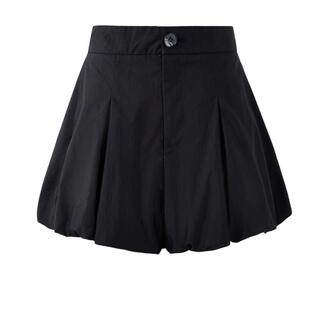 秋水伊人黑色短裤女2026夏季休闲裤时尚百搭高腰花苞裤子女款