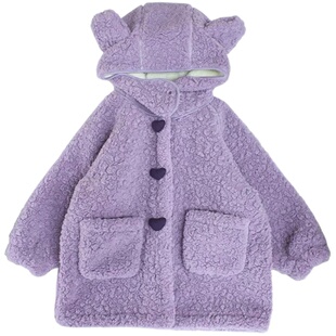 女童外套秋冬款儿童装女宝宝中长款冬装加绒加厚羊羔绒毛毛大衣服