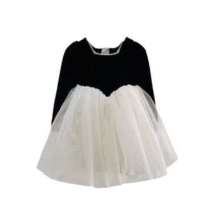 女童连衣裙春秋2026新款高端赫本风公主礼服洋气女孩加绒网纱裙子