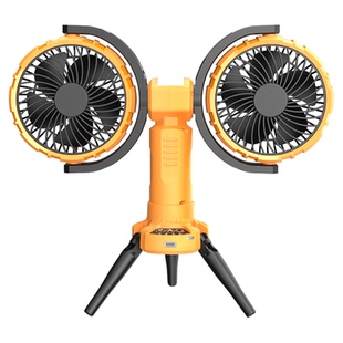 360度旋转双头风扇可摇头小型静音办公室桌上超长续航大风力户外台式桌面工位便携多头角度充电吊扇悬挂家用