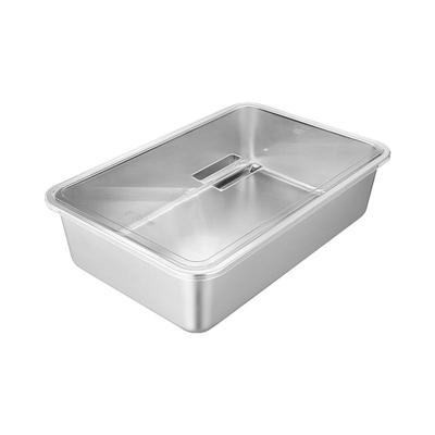 304不锈钢平底方盆长方形平底加深托盘带PC盖子洗菜盆大号方盒子