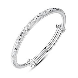 今日【大捡漏】正品999镀银色手镯繁花似锦手环简约推拉送爱人礼