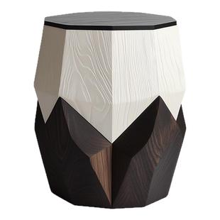 现代艺术创意全实木边几高级感样板间客厅沙发小茶几木墩床头角几