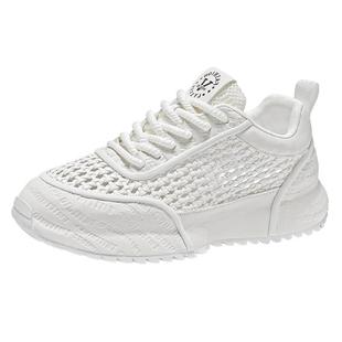 男鞋秋季透气编织网面镂空网鞋青少年百搭运动休闲包底小白老爹鞋