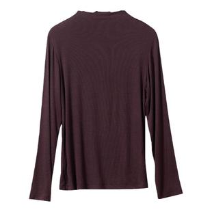 莫代尔半高领长袖t恤螺纹打底衫女2025新款秋冬白色内搭洋气上衣