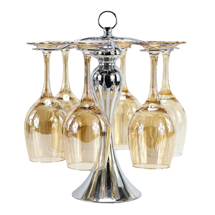 欧式高脚杯架倒挂红酒架摆件简约创意悬挂家用6只装高档葡萄酒杯