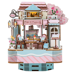 猫的天空之城八音盒diy手工梦幻甜品屋拼装积木治愈送女生日礼物