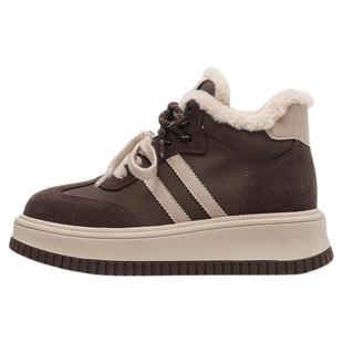 星期六加绒高帮板鞋女2025新款冬季加厚雪地靴女防滑保暖东北棉鞋