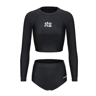 PRIDONNA长袖防晒分体泳衣露腰时尚感中高腰冲浪带胸垫包臀显瘦