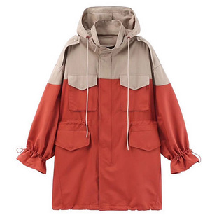 刘雯同款连帽工装风衣外套女小个子中长款薄款高级感宽松冲锋衣春