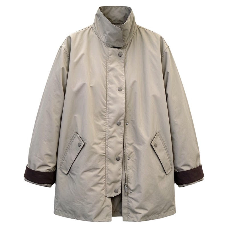 复古立领加棉风衣外套女欧货棉服