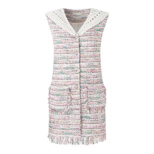 【姜杉同款-SNH48】DIANA VEVINA夏季款钩花海军领流苏无袖连衣裙