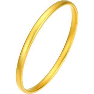 周六福古法黄金手镯女素圈传承金镯子结婚计价足金送新年礼物