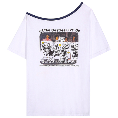 今屿花花短袖露肩T恤女