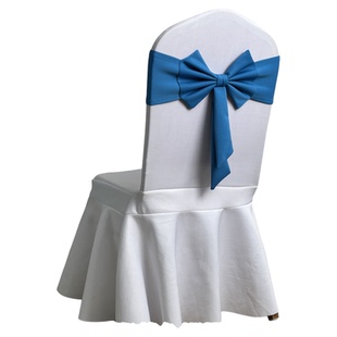 弹力椅背蝴蝶结蓝色装饰婚礼酒店椅套蝴蝶结宴会蓝色系椅背花绑带