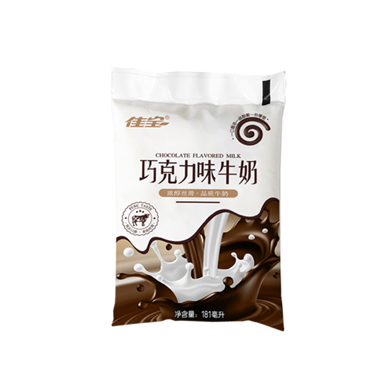 佳宝袋装巧克力味牛奶浓醇丝滑学生早餐奶整箱装 181ml*16袋