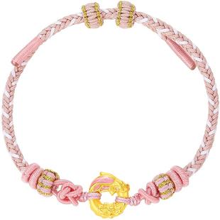 周大福SOINLOVE蜜粉金十里红妆锦鲤莲花平安扣手链手绳新年礼物