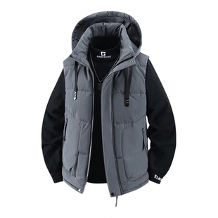 马甲男款2025秋冬季新款连帽外穿加厚保暖棉衣服无袖背心坎肩外套