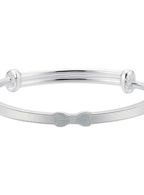 顺庆银楼森系女银蝴蝶结银镯子