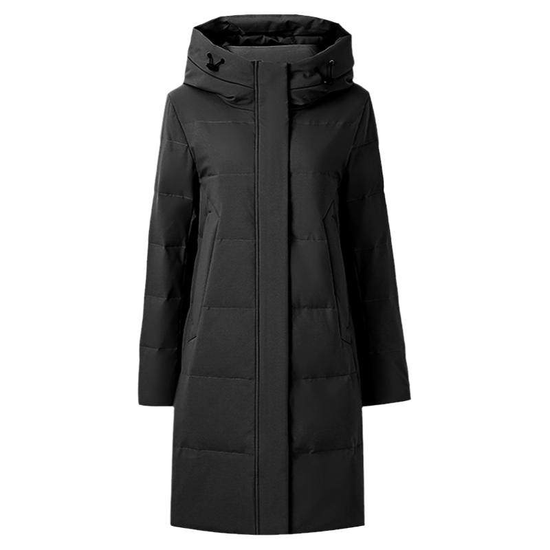 品牌雪中飞羽绒服女装中长款中老年宽松休闲连帽加厚妈妈款外套