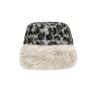 2025新款豹纹渔夫帽女秋冬季保暖防寒大头围显脸小护耳毛绒蒙古帽