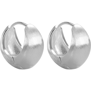 卡伦图哑光拉丝素圈耳环女白色耳扣高级感耳圈耳饰999纯银针耳钉